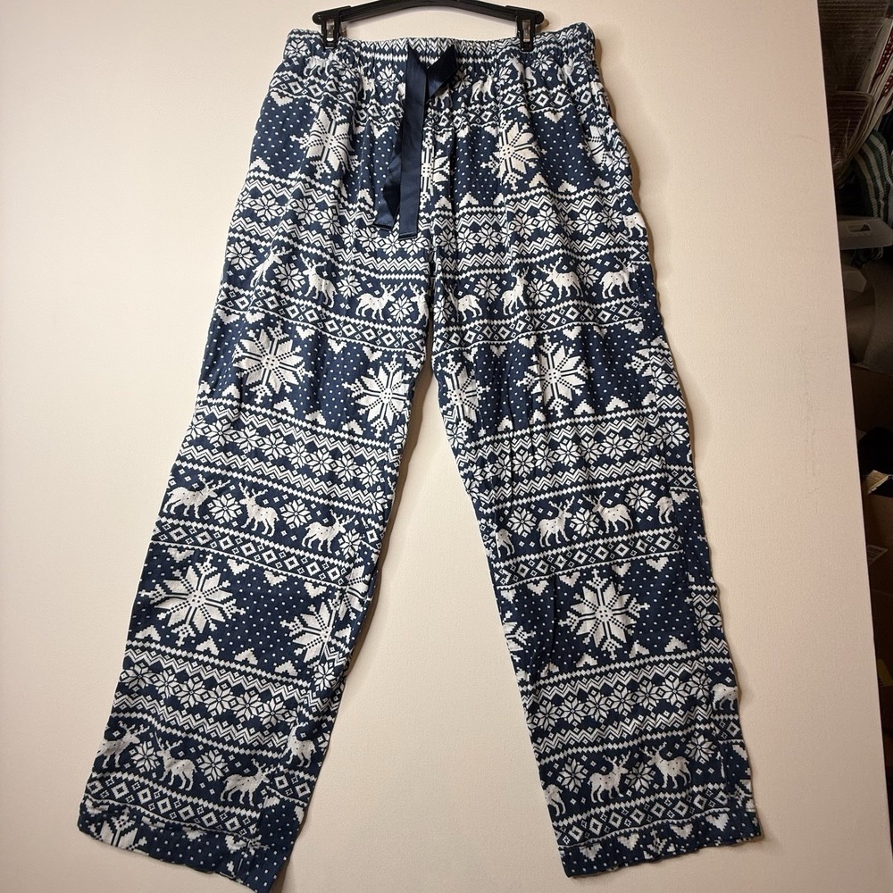 Magellan Pajama Pants Blue White Fleece Women's Large